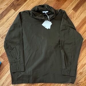 Tibi Italian Sporty Nylon Cowl Neck Top